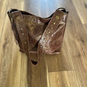STS Ranchwear western style Brown Embossed Leather Shoulder Bag